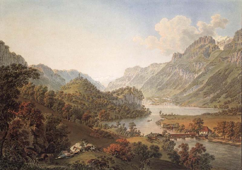 Gabriel Lory Pere Gone out of THE Aar of the Lake of Brienz oil painting picture